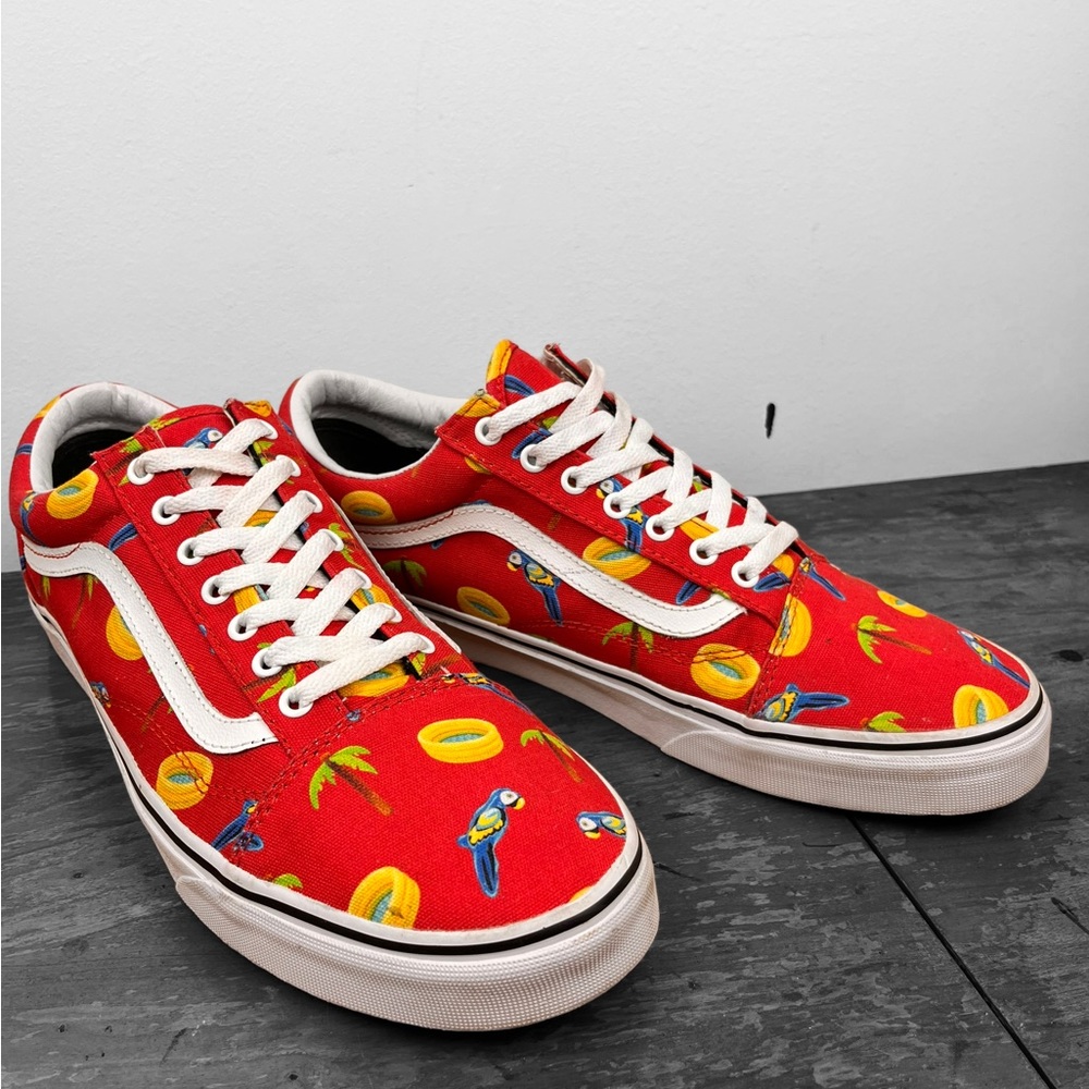 Vans Old Skool (Pool Vibes) size 13 Racing Red kiddie pool parrot palm tree A-22